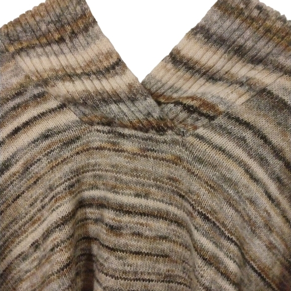 Leo & Nicole Wool (7%) Blend Sweater Poncho BoHo Hippie Earthy Colors Size S - Picture 2 of 10